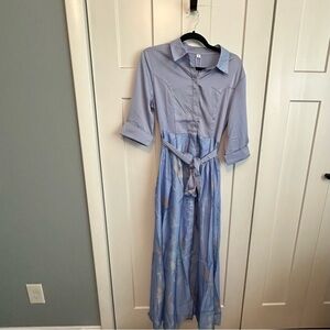 Purplish Blue Floral Maxi Dress nwt